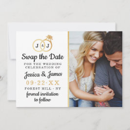 Chic Monogram Wedding Rings Rette oder tauscht das Save The Date
