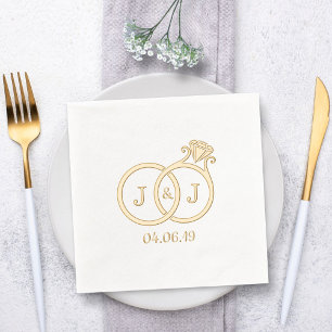 Chic Monogram Wedding Rings Servietten Mit Folie