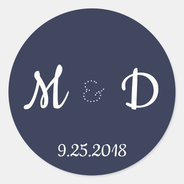 Chic Monogram Wedding Stickers (Vorderseite)