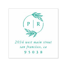 Chic Monogram Wreath Wedding Rücksendeadresse