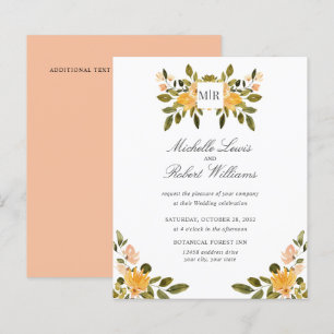 Chic Monogram Yellow Green Flororal Wedding