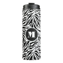 Chic Monogram Zebra Print Thermosbecher