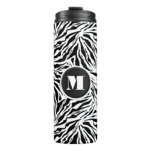 Chic Monogram Zebra Print Thermosbecher