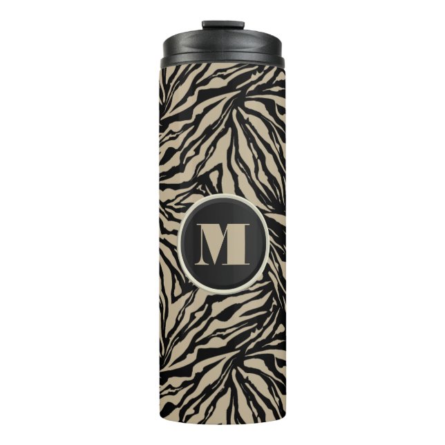 Chic Monogram Zebra Print Thermosbecher (Vorderseite)