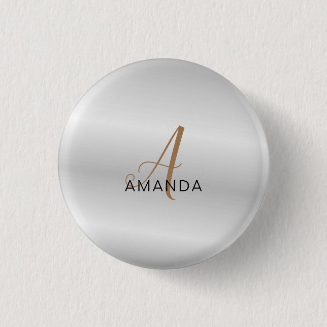 Chic Monogramm beruflich schlicht fügen Sie Ihren  Button (Vorderseite)