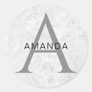 Chic Monogramm beruflich schlicht fügen Sie Ihren  Runder Aufkleber