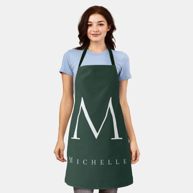 Chic Monogramm beruflich schlicht fügen Sie Ihren  Schürze (Getragen)