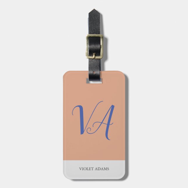Chic Monogramm beruflich schlicht minimalistisch Gepäckanhänger (Vorderseite vertikal)