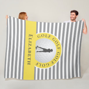 Chic Monogramm Golfer Graue Streifen für Sie Fleecedecke