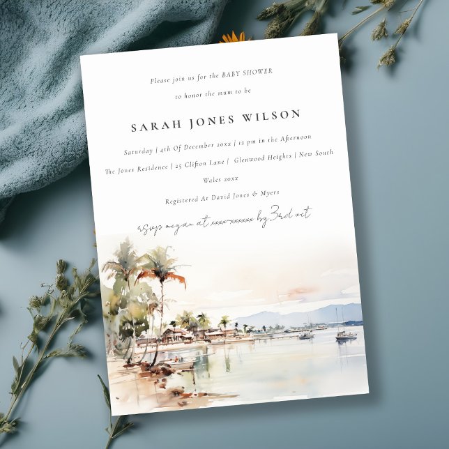 Chic Montego Bay Jamaica Landscape Baby Dusche Einladung (Von Creator hochgeladen)