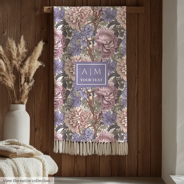 Chic Morris inspiriert Pastellrosa lila Blüte Fleecedecke (Chic Morris inspired pastel pink purple floral Fleece Blanket)