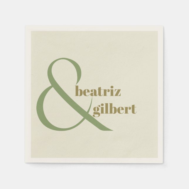 Chic Moss and Olive Green Modern Wedgram Monogram Serviette (Vorderseite)