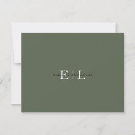 Chic Moss Green Wedding Monogram Note Card Mitteilungskarte