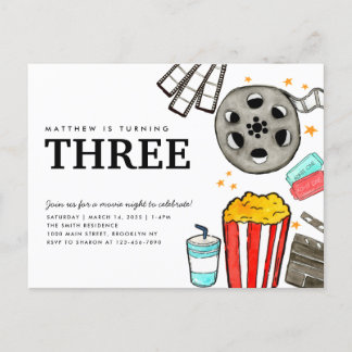 Chic Movie Night Cinema Party Kindergeburtstag Postkarte
