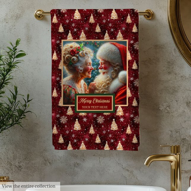 Chic Mr. und Mrs. Claus Red Gold Badtuch Badhandtuch Set (Chic Mr. and Mrs. Claus Red Gold Bath Towel)