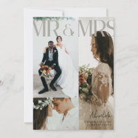 Chic Multi-Foto Hochzeit Danke Karte W Hinweis