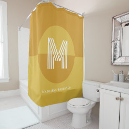Chic Mustard Yellow Geometric Modern Monogram Duschvorhang
