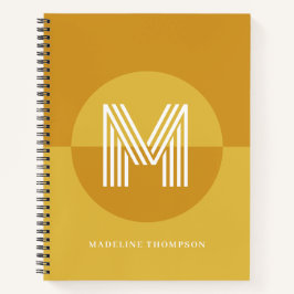 Chic Mustard Yellow Geometric Modern Monogram Notizbuch