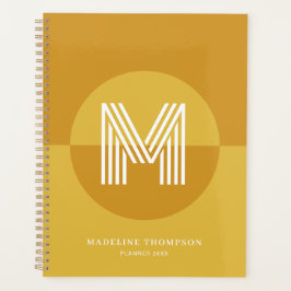 Chic Mustard Yellow Geometric Modern Monogram Planer