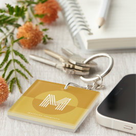 Chic Mustard Yellow Geometric Modern Monogram Schlüsselanhänger