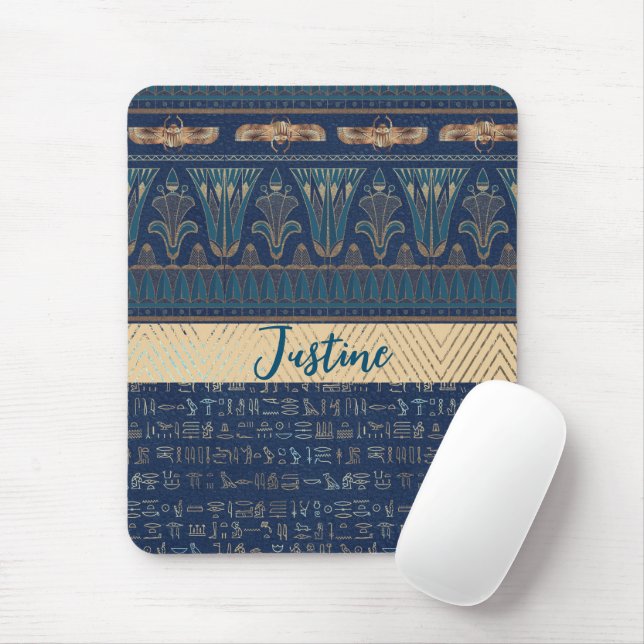 Chic Mysteritian Lotus Scarab Hieroglyphen Mousepad (Mit Mouse)
