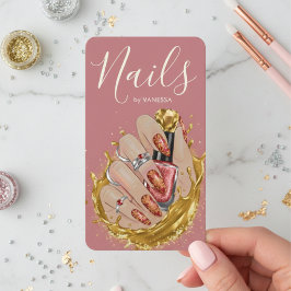 Chic Nail Art Studio Manicurist Artist Blush Pink Visitenkarte