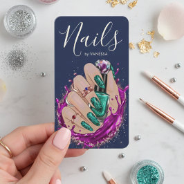 Chic Nail Art Studio Manicurist Artist Navy Blue Visitenkarte