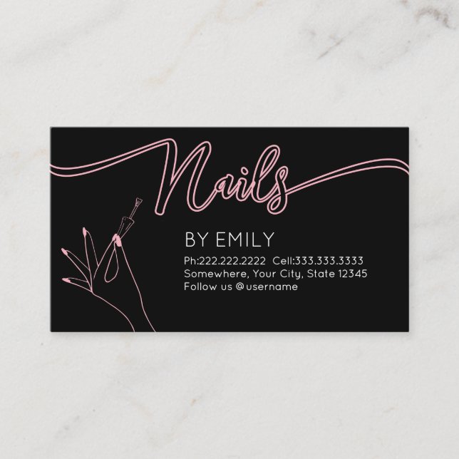 Chic nail salon Manicurist Blush Pink Terminkarte (Vorderseite)