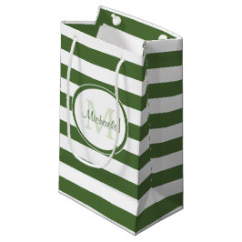 Chic Name Big True Green Stripes und Monogram Kleine Geschenktüte