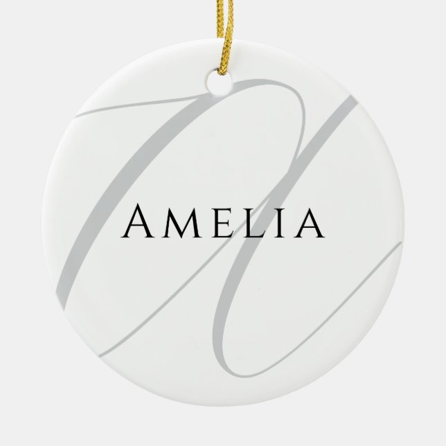Chic Name Monogram Initial Letter Calligrafy Keramik Ornament (Vorne)