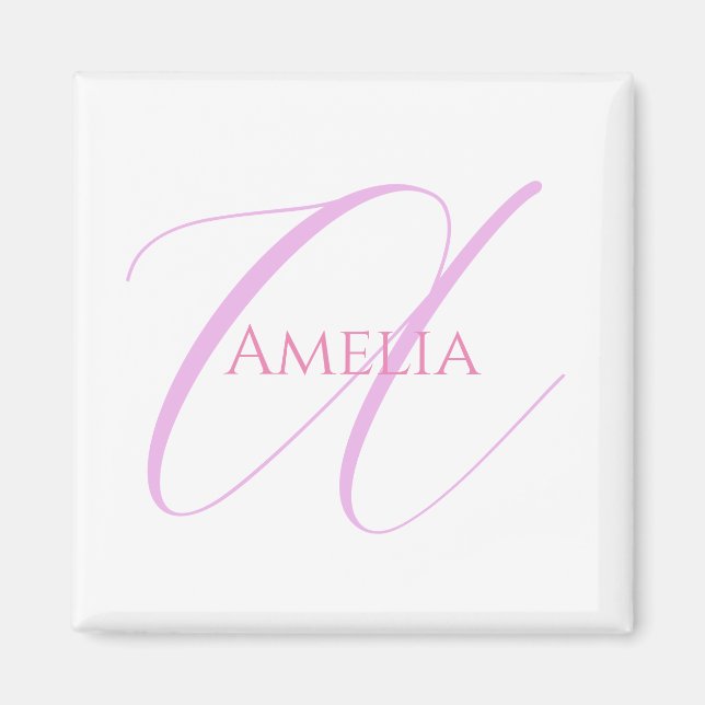 Chic Name Monogram Initial Letter Calligrafy Magnet (Vorne)