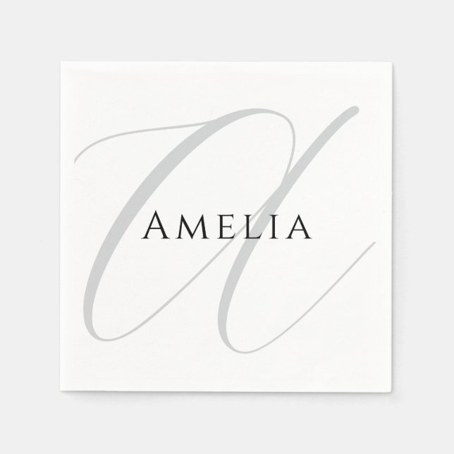 Chic Name Monogram Initial Letter Calligrafy Serviette (Vorderseite)