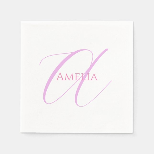 Chic Name Monogram Initial Letter Calligrafy Serviette (Vorderseite)