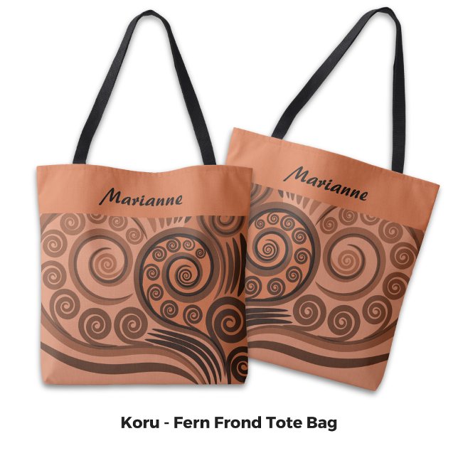 Chic Named Orange-Brown Fern Koru Curls (Chic Named Orange-Brown Fern Koru Curls Tote Bag)