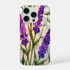 Chic nature lovers lavender sprigs stained Glass iPhone 15 Pro Hülle