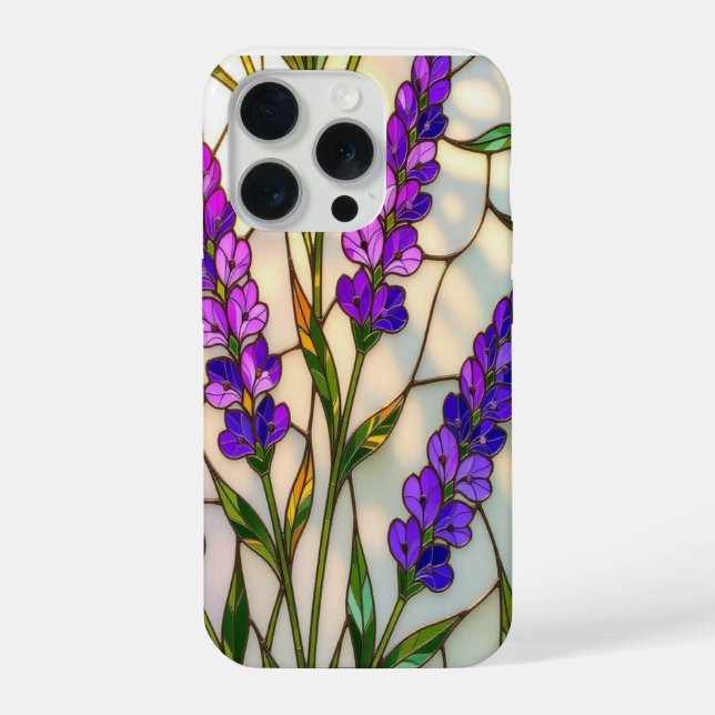Chic nature lovers lavender sprigs stained Glass iPhone Hülle (Rückseite)