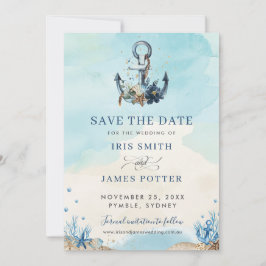 Chic Nautical Anchor Beach Moderne Hochzeit Save The Date