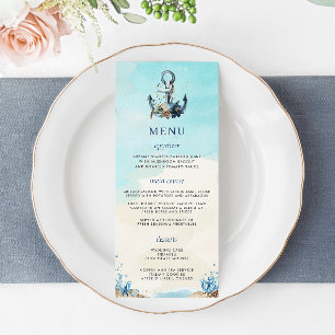 Chic Nautical Anchor Beach Seashore Wedding Menü Programm