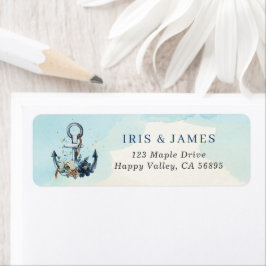 Chic Nautical Anchor Beach Wedding Rücksendeadress