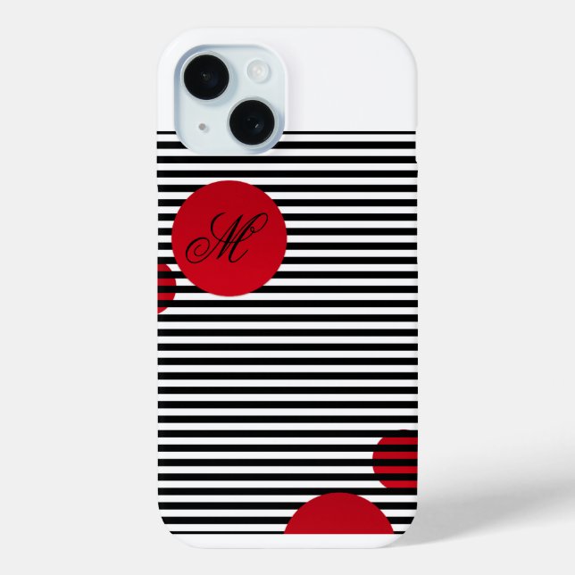 Chic Nautical Black & White Striped Personalized Case-Mate iPhone Hülle (Rückseite)