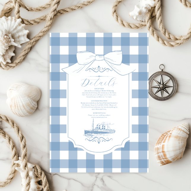 Chic Nautical Coquette Bow Wedding Begleitkarte (Von Creator hochgeladen)