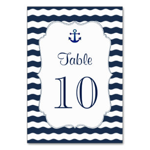 Chic Nautical Navy Hochzeitssemble-Tischnummer Tischnummer