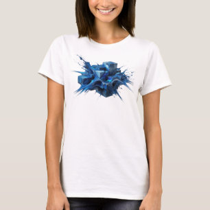 Chic Navy Abstrakte Würfel Grafikdesign T-Shirt