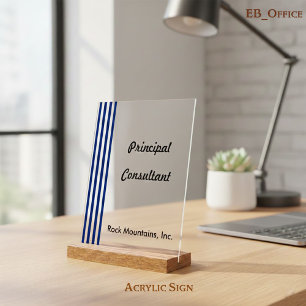 Chic Navy Blau Weiße Streifen Hauptberater Acrylschild