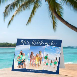 Chic Navy Blaues Strand-Foto-Collage-Christmas Feiertagskarte