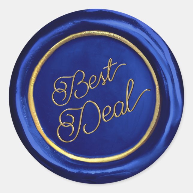Chic Navy Blue & Gold Best Deal Wax Siegel Sticker (Vorderseite)