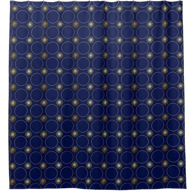 Chic Navy Blue Gold Deko Geometric Pattern Luxus Duschvorhang
