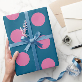 Chic Navy Blue Hot Pink Polka Dot Muster Geschenkpapier
