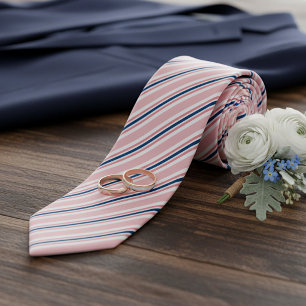 Chic Navy Blue Light Blush Pink Stripes Muster Krawatte