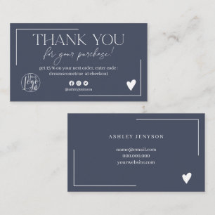 Chic navy blue logo skriptum danke visitenkarte